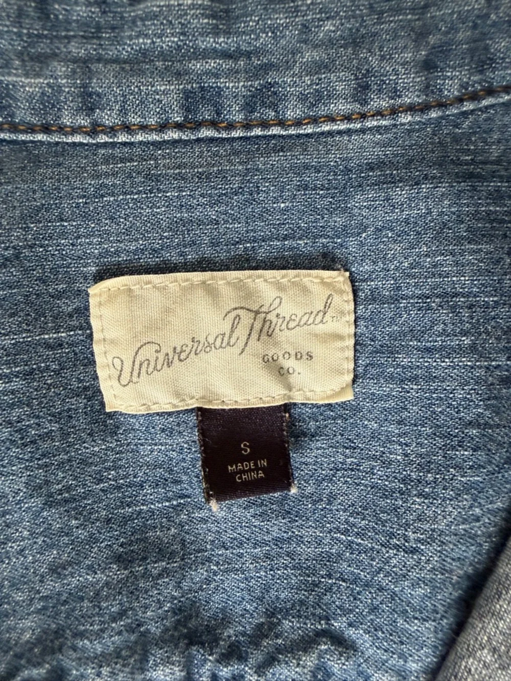 Universal Thread Blue Denim Shirt Dress with Classic Stitching - Picture 3 of 3